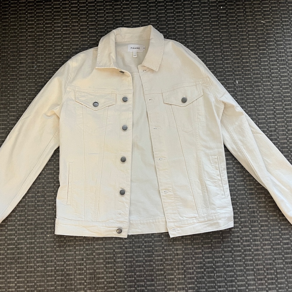 Frame L'Homme faded denim jacket in Ivory